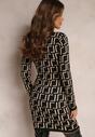 Rochie Mini Neagră Tip Pulover Cu Model Geometric Minametta