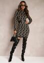 Rochie Mini Neagră Tip Pulover Cu Model Geometric Minametta