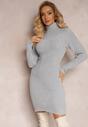 Rochie mini gri tricotată cu caneluri cu lână Klonxe