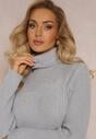 Rochie mini gri tricotată cu caneluri cu lână Klonxe
