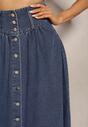 Niebieska Jeansowa Spódnica Maxi z Guzikami z Bawełny Rachellia