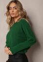 Zielony Sweter z Wycięciami i Asymetrycznym Dołem Navra