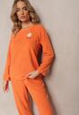 Pomarańczowy Komplet Piżamowy 2-Częściowy Bluza i Spodnie z Gumką w Pasie Jendara