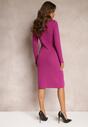 Rochie tricot fucsia Zorbana cu nasturi decorativi