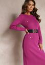 Rochie tricot fucsia Zorbana cu nasturi decorativi