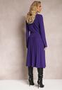 Set Violet Închis Din Două Piese Fustă Pliată Cu Elastic În Talie și Pulover Tip Sacou Oblanes