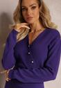 Set Violet Închis Din Două Piese Fustă Pliată Cu Elastic În Talie și Pulover Tip Sacou Oblanes