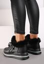 Ghete Sneakers negre cu șireturi și blană Gameda de la