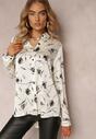 Biała Koszula w Abstrakcyjny Szkic z Podpinanymi Rękawami Paciassa