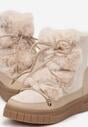 Cizme de zapada bej cu captuseala groasa si blană pe lângă sireturi Avivina