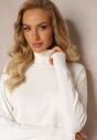 Biały Sweter Golf o Dopasowanym Fasonie z Wiskozą Nalexa