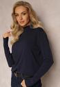 Granatowy Sweter Golf z Wiskozą i Modalem Lamita
