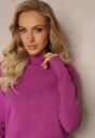 Fioletowy Sweter Golf z Wiskozą i Modalem Lamita