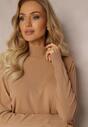 Brązowy Sweter Golf z Wiskozą i Modalem Lamita
