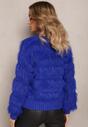 Granatowy Puchaty Sweter z Kaszmirem Nabille