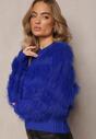 Granatowy Puchaty Sweter z Kaszmirem Nabille