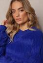 Granatowy Puchaty Sweter z Kaszmirem Nabille