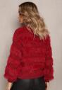 Bordowy Puchaty Sweter z Kaszmirem Nabille