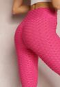 Fuksjowe Legginsy z Tłoczonym Geometrycznym Wzorem z Efektem Push Up Mainettes