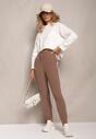 Pantaloni sport Heminita maro cu dungi laterale și elastic în talie