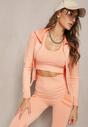 Pomarańczowy 3-częściowy Komplet w Sportowym Stylu Top Bluza i Legginsy Aburre
