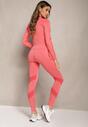 Ciemnoróżowy 3-częściowy Komplet w Sportowym Stylu Top Bluza i Legginsy Aburre