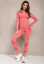 Ciemnoróżowy 3-częściowy Komplet w Sportowym Stylu Top Bluza i Legginsy Aburre