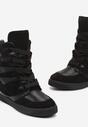 Czarne Sznurowane Sneakersy na Ukrytym Koturnie z Ozdobnymi Wycięciami Nickiss