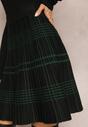 Czarno-Zielona Rozkloszowana Spódnica Mini w Kratę Kossima