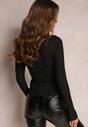 Czarna Bluzka z Metaliczną Nitką i Półgolfem Povese