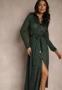 Rochie Cămașă Midi Verde Închis cu Cordon Xudilla