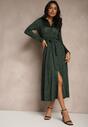 Rochie Cămașă Midi Verde Închis cu Cordon Xudilla