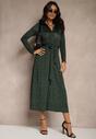 Rochie Cămașă Midi Verde Închis cu Cordon Xudilla