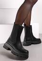 Botine Negre cu Inserție Elastică pe Carâmb și Imprimeu pe Platformă Kisoma