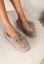 Bej Închis Balerini Slip-on cu Pompon Kanska