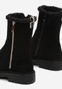 Botine Negre cu Blană în Jurul Marginii Carâmbului și Fermoar Decorativ Asmeva