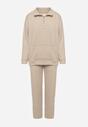 Set de trening bej din polar cu bluza cu fermoar scurt și pantaloni jogging Hypamena