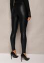 Leggings negri termici cu talie înaltă din imitație de piele Tushi