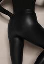 Leggings negri termici cu talie înaltă din imitație de piele Tushi