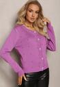 Pulover Cardigan Violet Din Viscoză Decorat Cu Pietre Strasuri Și Mărgele Metalice Diomira
