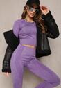 Compleu Sport Violet din 2 Piese Top cu Mânecă Lungă și Colanți Ejuara