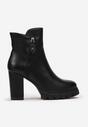 Botine negre cu fermoar decorativ pe toc gros cu platformă joasă Aseliope