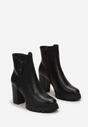 Botine negre cu fermoar decorativ pe toc gros cu platformă joasă Aseliope