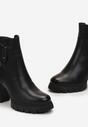Botine negre cu fermoar decorativ pe toc gros cu platformă joasă Aseliope
