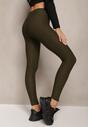 Ciemnozielone Legginsy z Tłoczonym Geometrycznym Wzorem z Efektem Push Up Mainettes