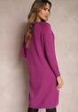Rochie mov mini din tricot în stil drept cu decolteu rotund Chiras
