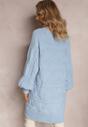 Bleumarin Pulover Lung Oversize Tricotat Aran Somet