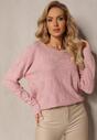 Różowy Sweter w Tłoczony Ornamentalny Wzór Neston