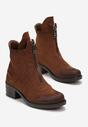 Botine maro cu fermoar frontal cu toc mic Mecave