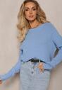 Pulover Albastru cu Model Relief Sigune